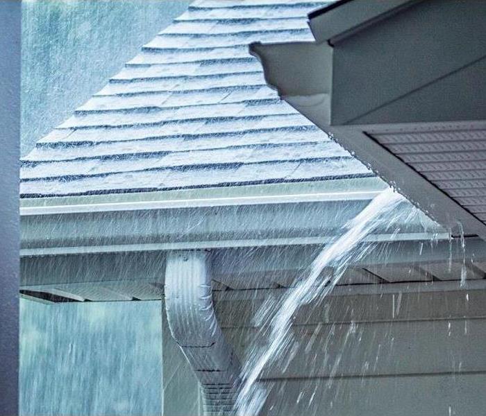 A roof during a rain storm.