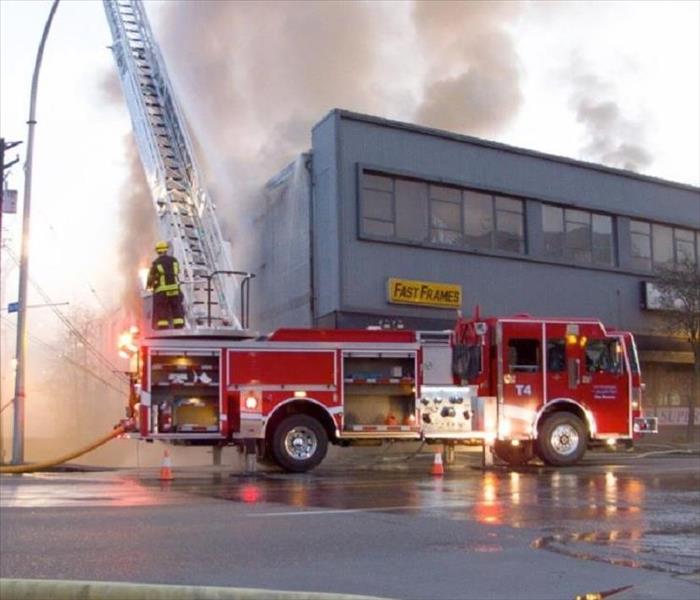 A fire in a commercial building